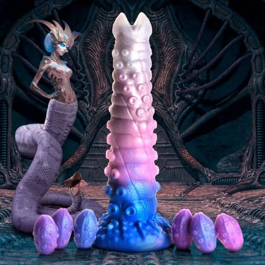 Tenta-Queen Ovipositor Silicone Dildo avec Oeufs AH443