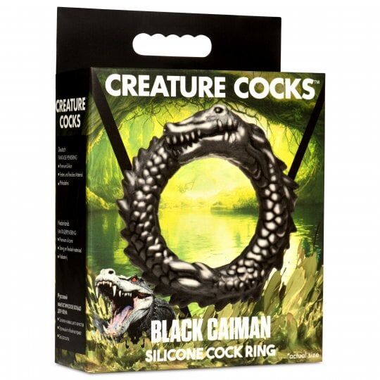 Black Caiman Silicone Cock Ring AH297