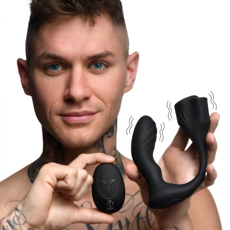 7X Silicone Prostate Plug with Ball Stretcher and Remote AG913