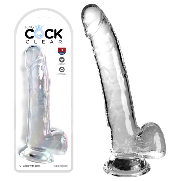 King Cock Clear 9" With Balls 5758