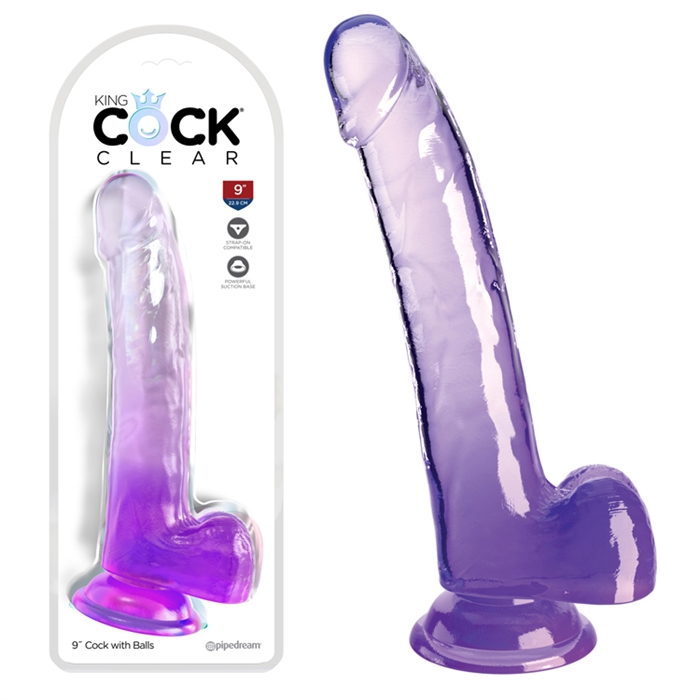 King Cock Clear 9" With Balls 57581
