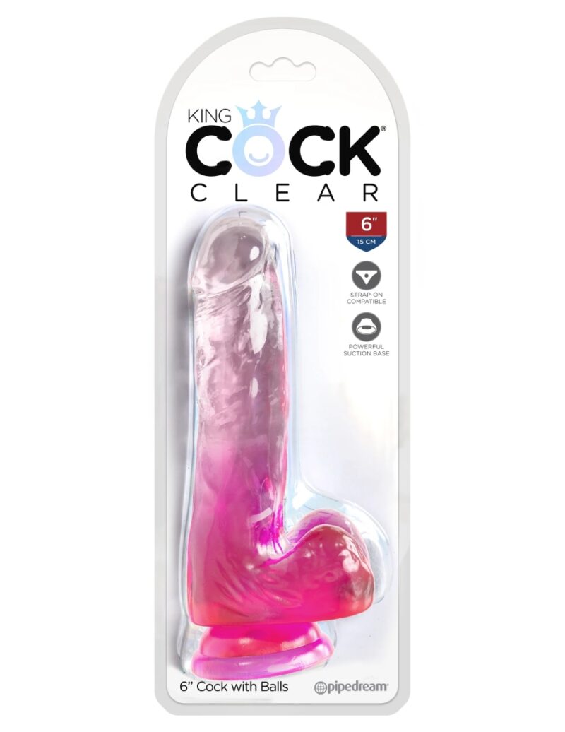 King Cock Clear 6" With Balls 57521