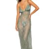 Robe Longue Dentelle Sauge 13230
