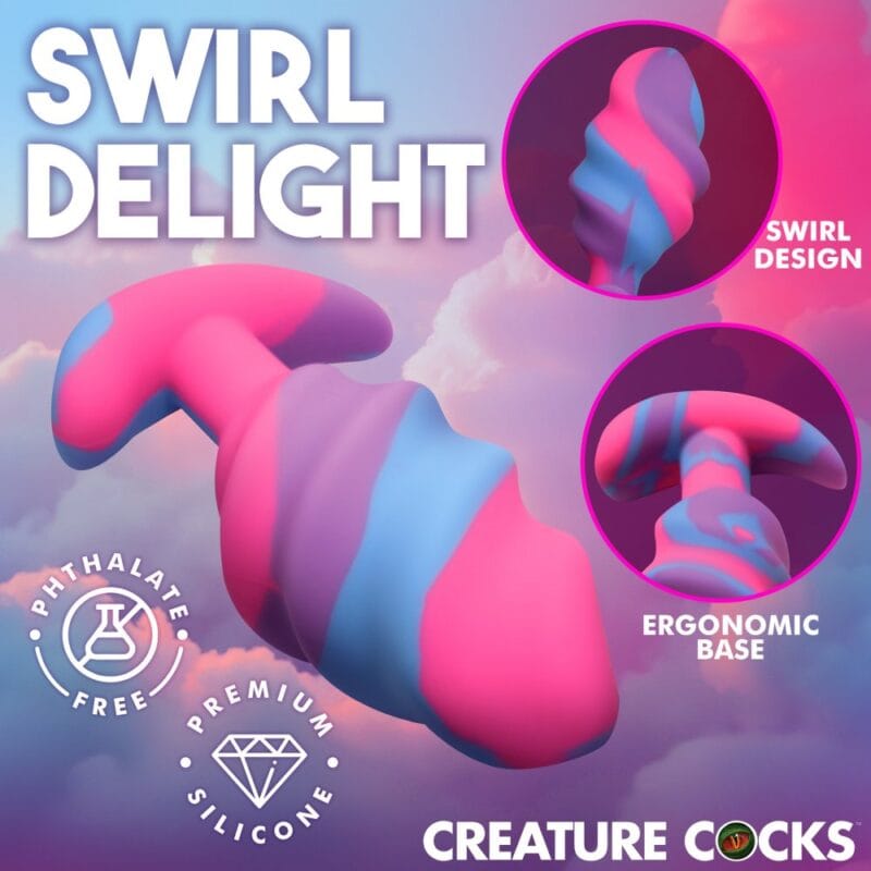 Creature Cock Unicorn Swirl Silicone Butt Plug L AH706L