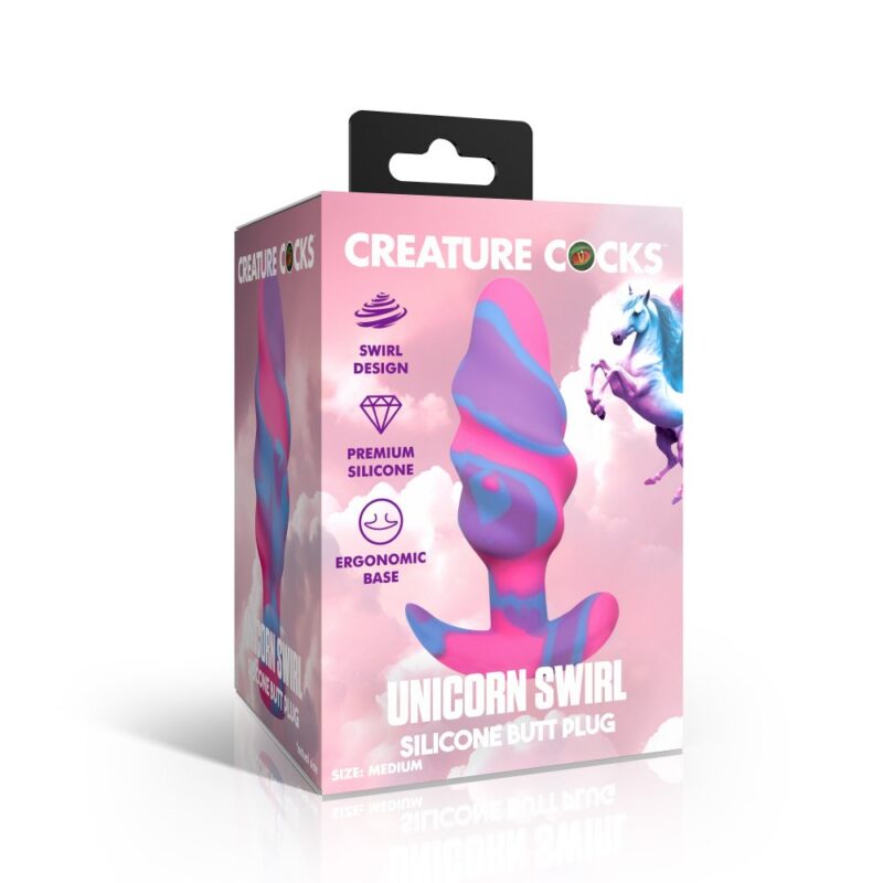 Creature Cock Unicorn Swirl Silicone Butt Plug L AH706L