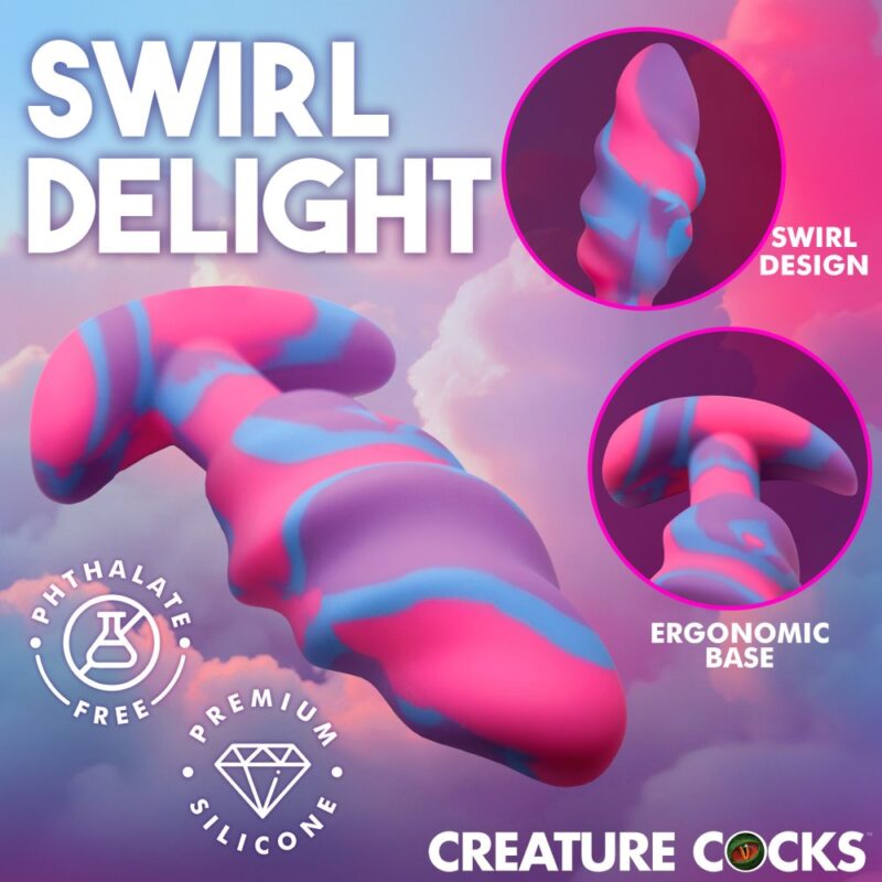 Creature Cock Unicorn Swirl Silicone Butt Plug M AH706