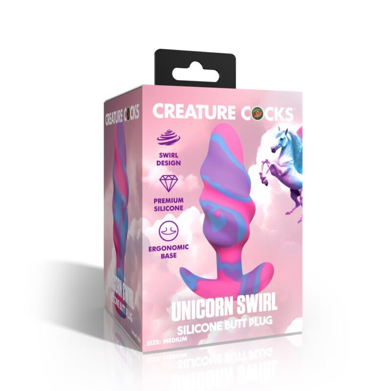 Creature Cock Unicorn Swirl Silicone Butt Plug M AH706