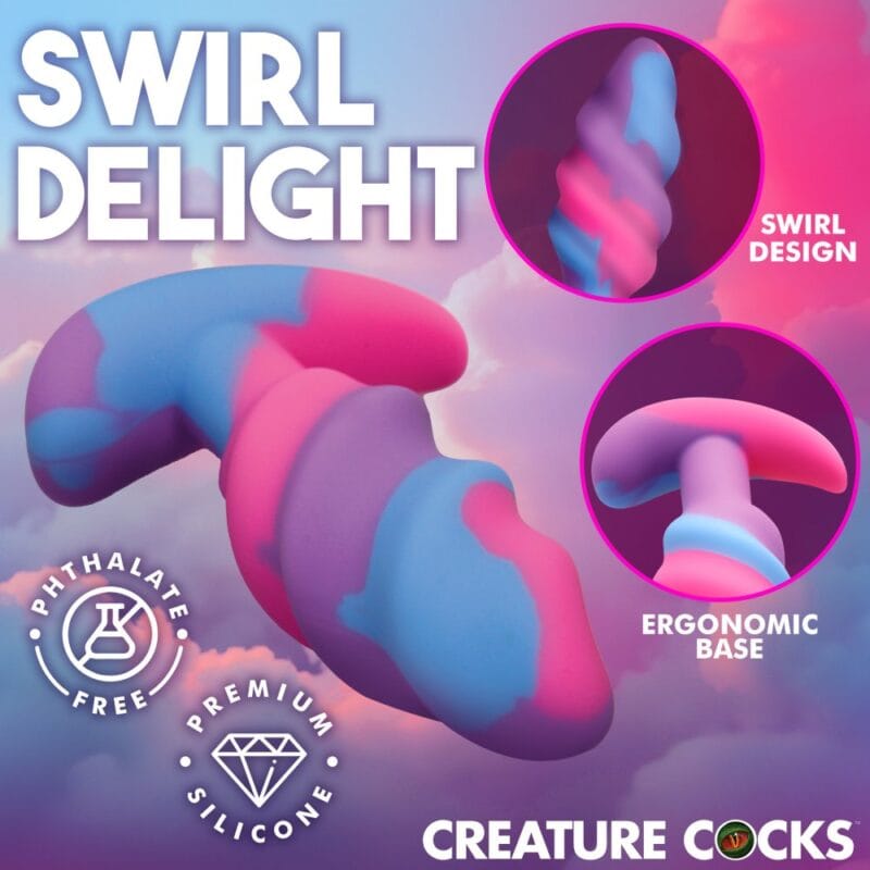 Creature Cock Unicorn Swirl Silicone Butt Plug S