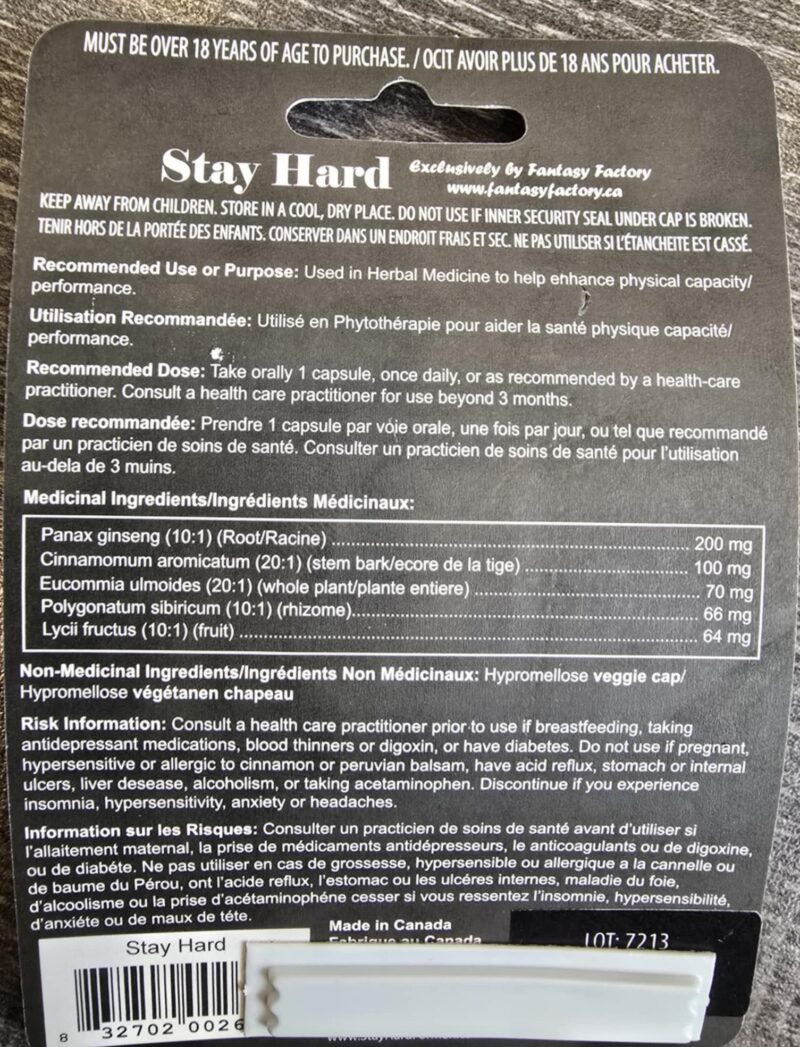 Suppléments Stay Hard pour Homme