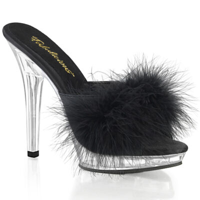 Sandale Lip-101-8 Satin et Fourrure Noire