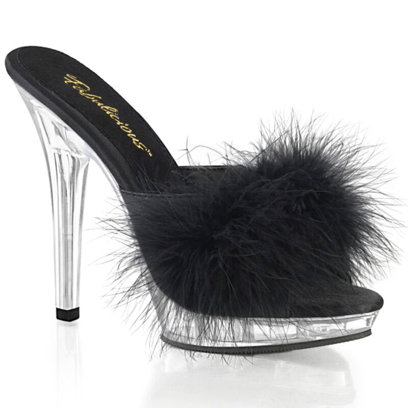 Sandale Lip-101-8 Satin et Fourrure Noire