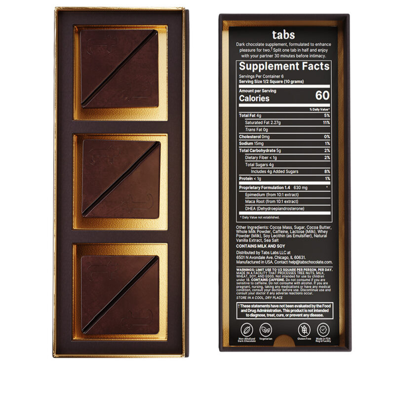 Tabs Chocolat noir Végane Aphrodisiaque TABS-DC