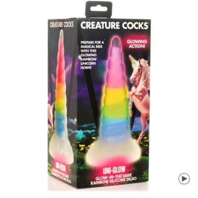 Creature Cocks - Uni-Glow Rainbow Silicone Dildo AH310