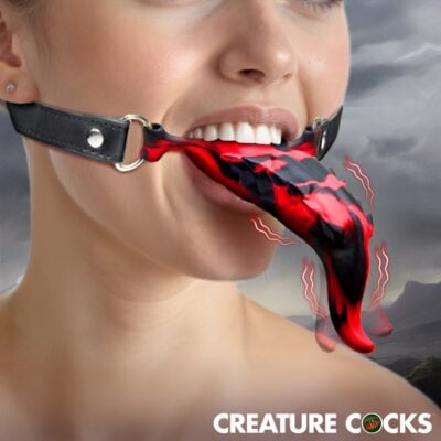 Bâillon Stimulateur Oral Vibrant Demon's Tongue – silicone texturé et harnais ajustable AH820