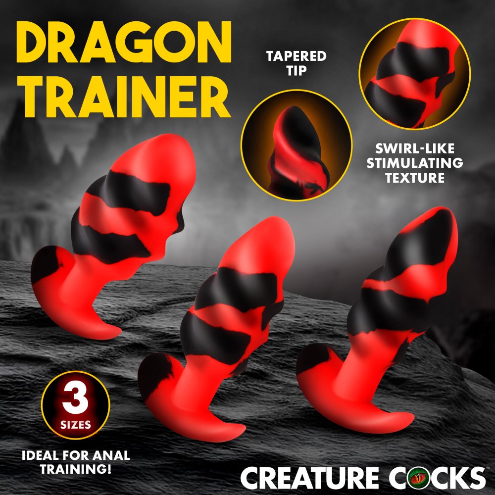 Kit plugs anaux silicone Dragon Trainer – ensemble 3 tailles progressives AH925