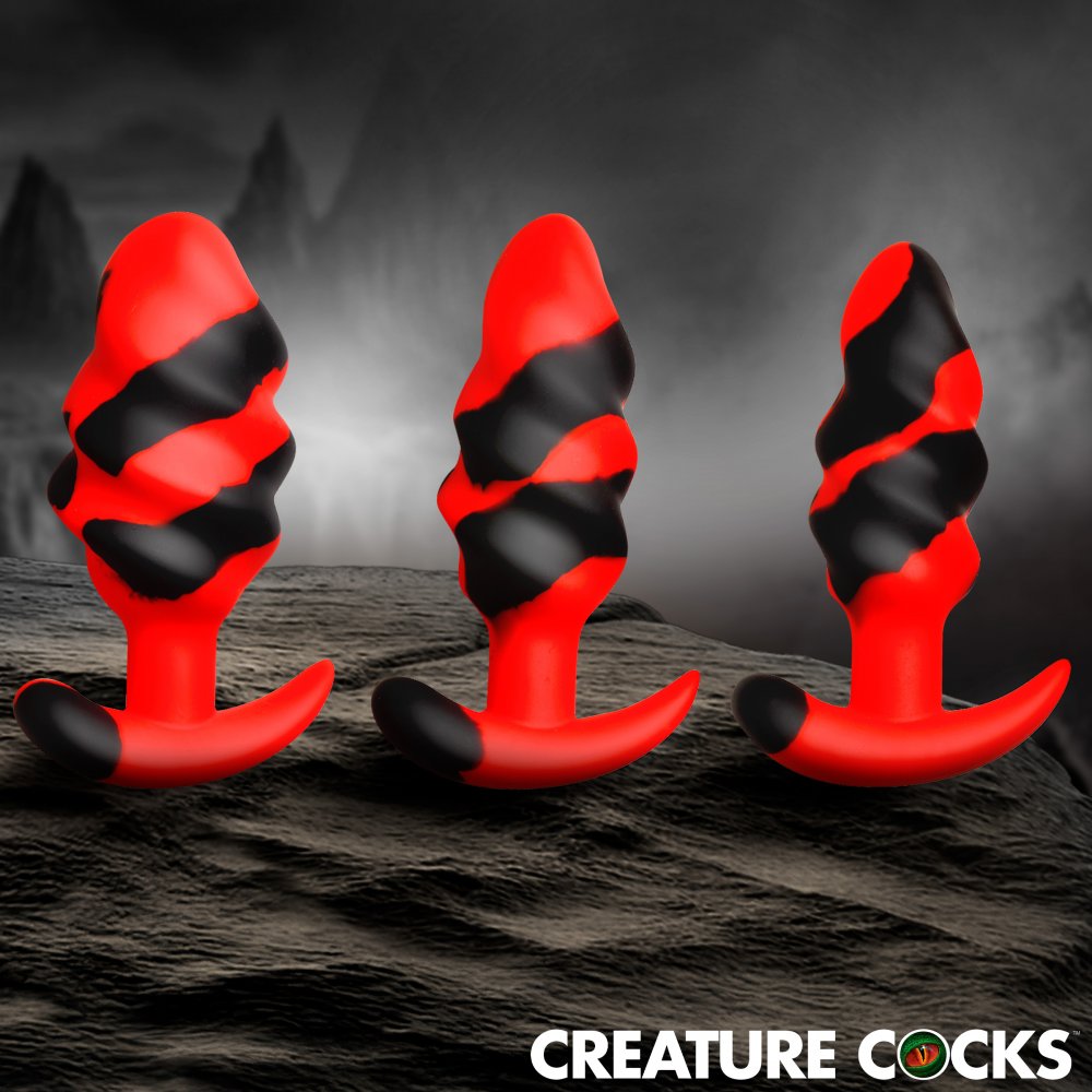 Kit plugs anaux silicone Dragon Trainer – ensemble 3 tailles progressives AH925