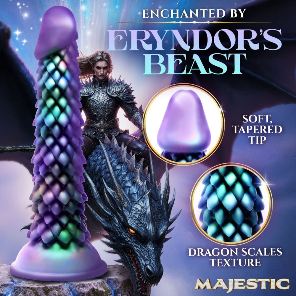 Dildo silicone Eryndor Dragon – texture écailles intégrale, ventouse AH947