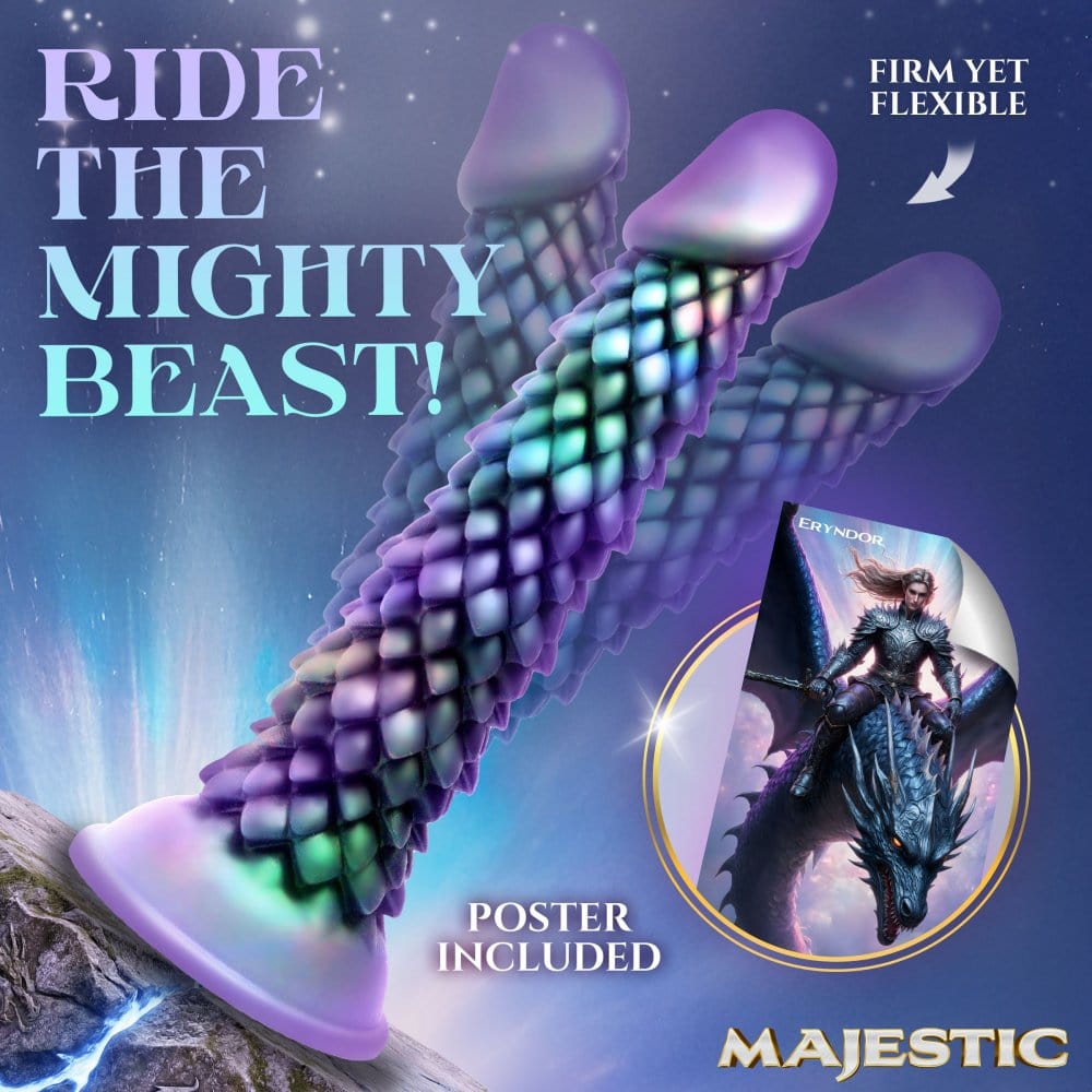 Dildo silicone Eryndor Dragon – texture écailles intégrale, ventouse AH947