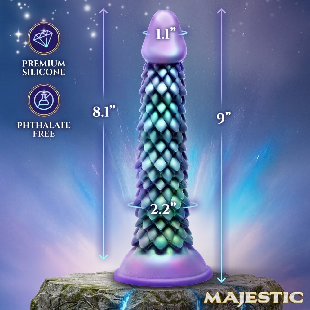 Dildo silicone Eryndor Dragon – texture écailles intégrale, ventouse AH947