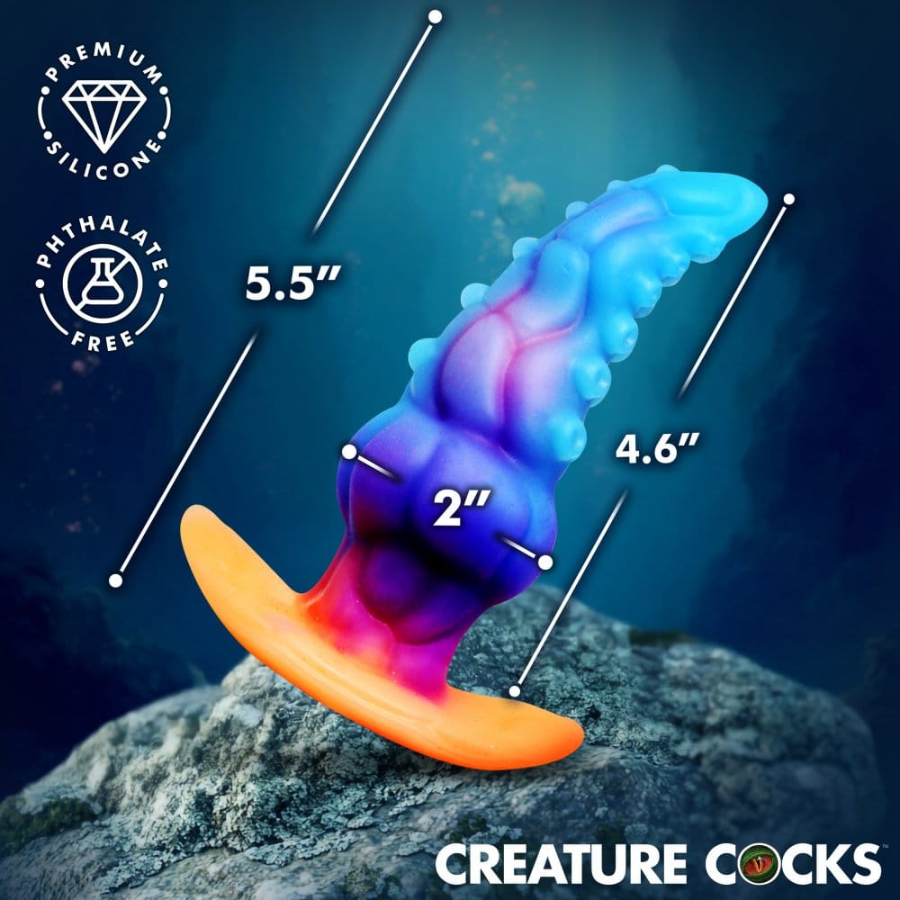 Plug Anal en Silicone Glow-in-the-Dark GLOWTOPUS – Plug Tentaculaire Texturé 2" avec Base Sécurisée AH971