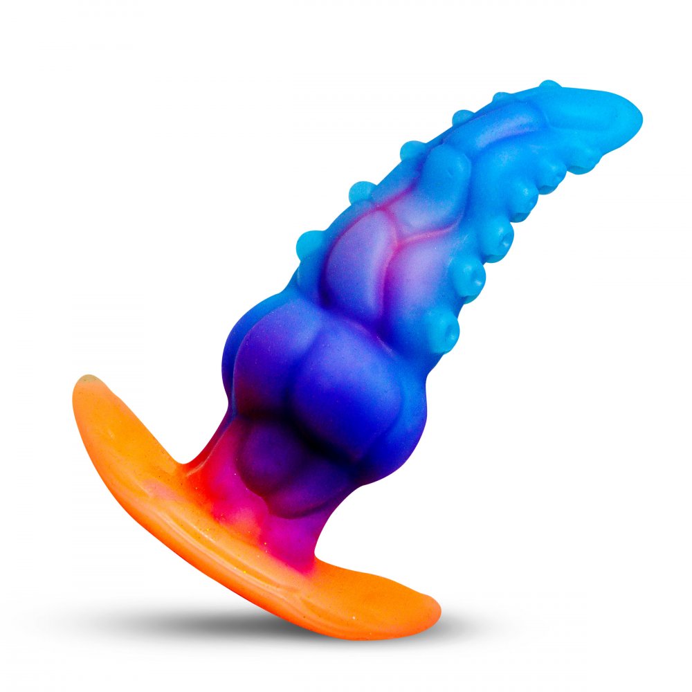 Plug Anal en Silicone Glow-in-the-Dark GLOWTOPUS – Plug Tentaculaire Texturé 2" avec Base Sécurisée AH971