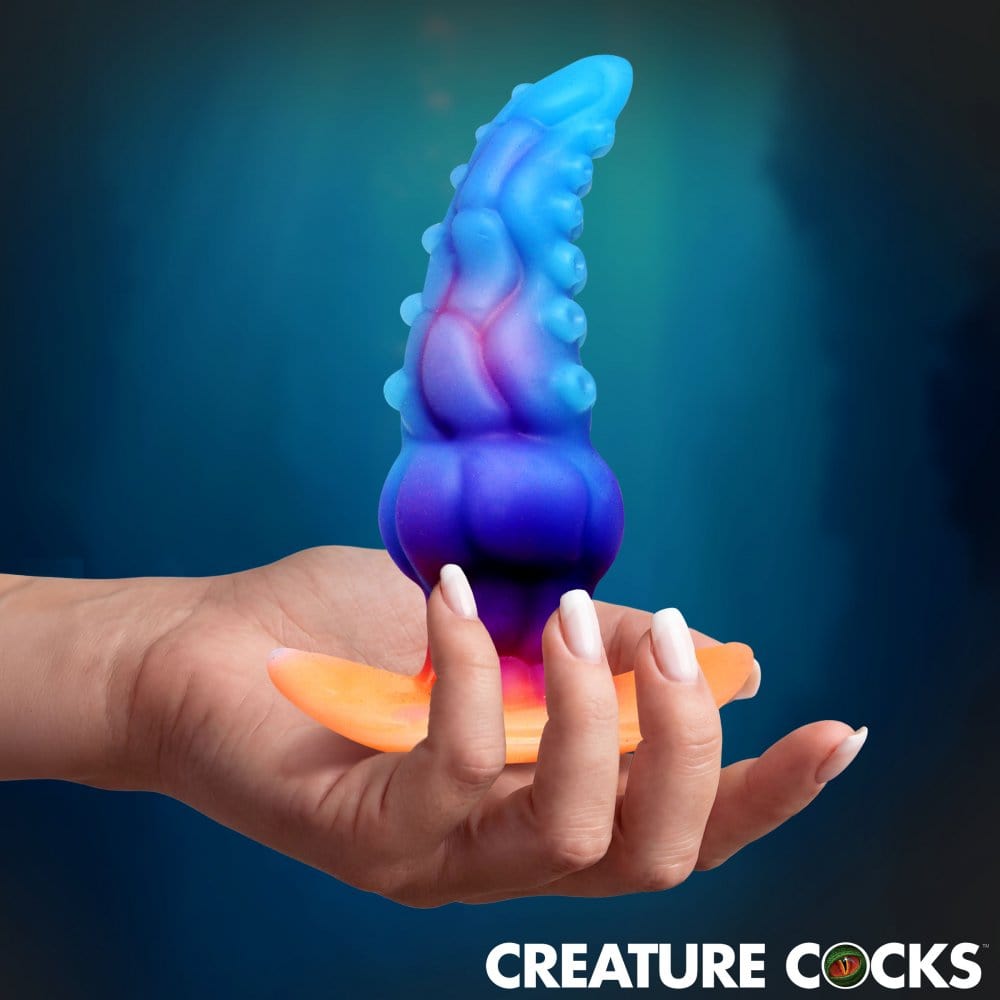 Plug Anal en Silicone Glow-in-the-Dark GLOWTOPUS – Plug Tentaculaire Texturé 2" avec Base Sécurisée AH971