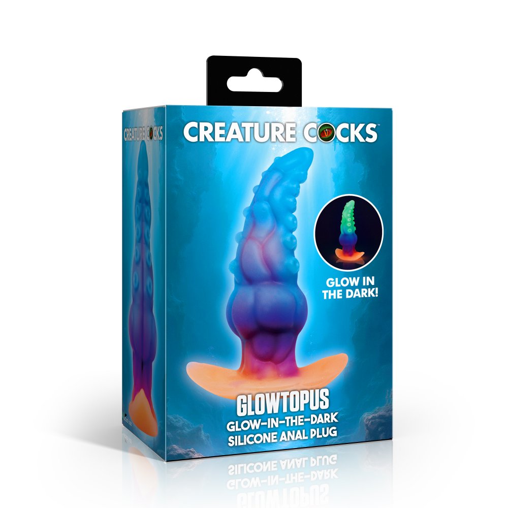 Plug Anal en Silicone Glow-in-the-Dark GLOWTOPUS – Plug Tentaculaire Texturé 2" avec Base Sécurisée AH971