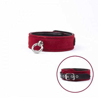 Collier Deluxe Ajustable en Suède avec Anneau en Métal – Confort Rembourré LA0088