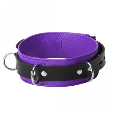 Collier en Cuir Verrouillable Deluxe – Violet et Noir | Accessoire BDSM Élégant et Ajustable SL212