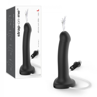 Strap-on-me Dildo Éjaculateur Semi-Réaliste en Silicone – Grand Noir