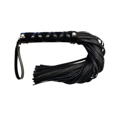 Rouge – Fouet court en cuir clouté | Flogger BDSM compact pour jeux d’impact