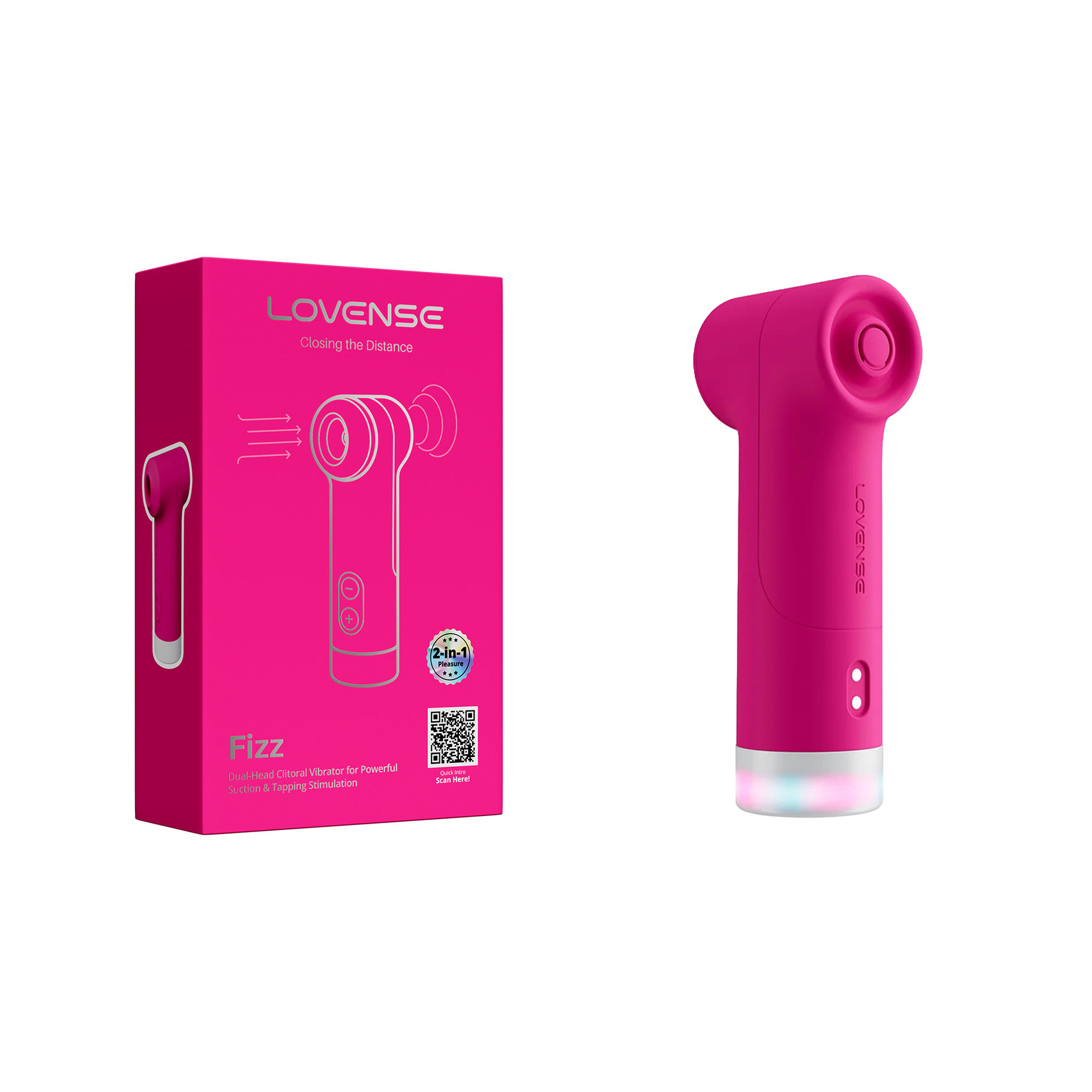 Lovense Fizz – Vibromasseur clitoridien à double tête avec succion et tapotements LS430852